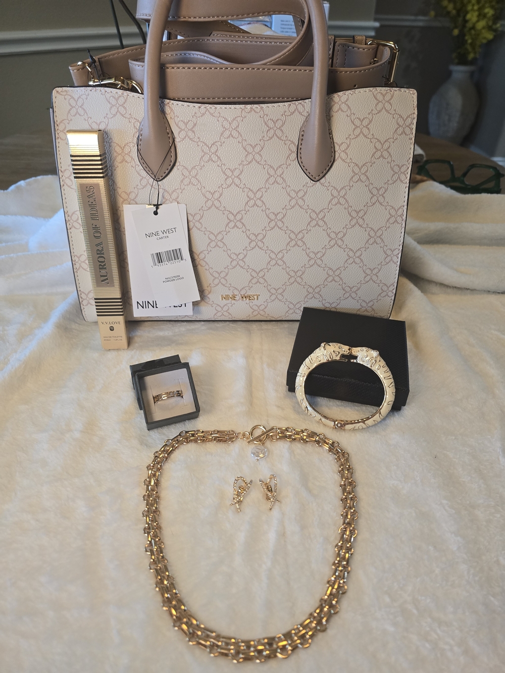 Nine West Allyce Satchel (model NYC532906) + Jewelry & Fragrance Bundle